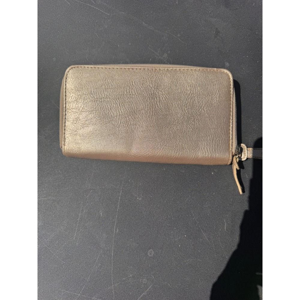 Jessica Simpson Metallic Gold Laser Cut Double Zip Wallet JS10464 Leopard Print - Picture 2 of 8